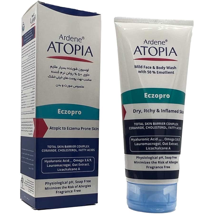 لوسیون شوینده بسیار ملایم حاوی 50 درصد روغنم نرم کننده مناسب پوست های خیلی خشک 200 گرمی آردن آتوپیا Ardene Atopia Eczopro