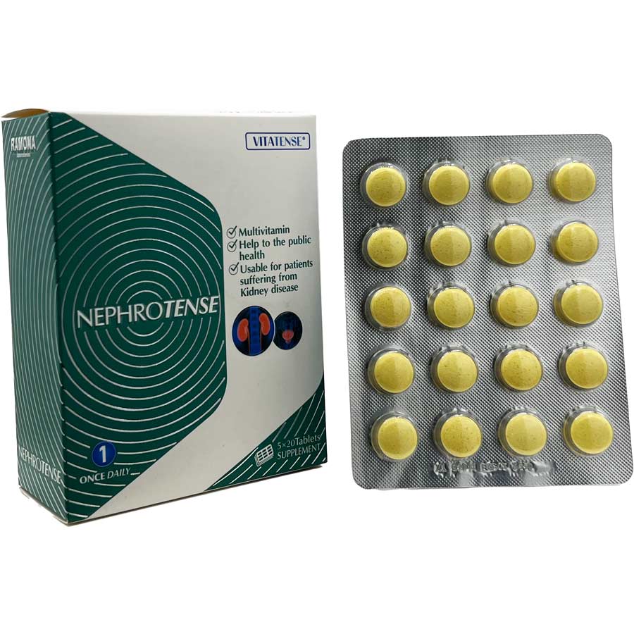 قرص نفروتنس مولتی ویتامین مخصوص بیماران کلیوی 100 عددی رامونادارو Nephrotense Tablet Ramonadarou