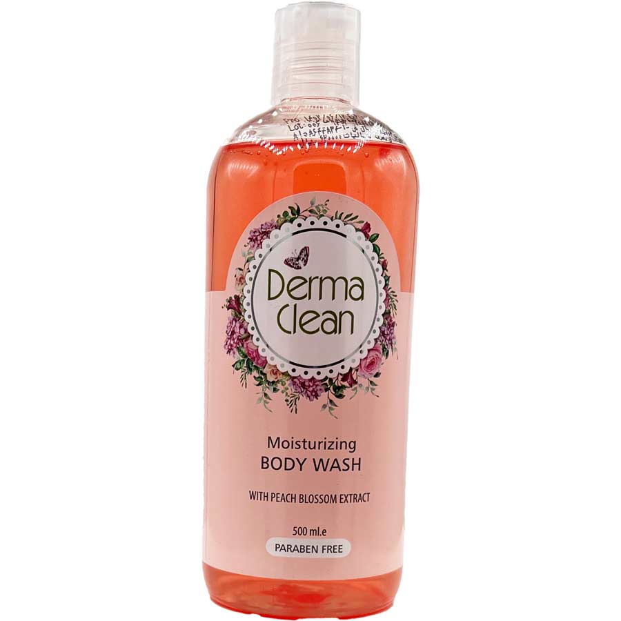 شامپو بدن مرطوب کننده و نرم کننده حاوی عصاره شکوفه هلو 500 میلی لیتر درماکلین Derma Clean Body Wash Peach Blossom Extract
