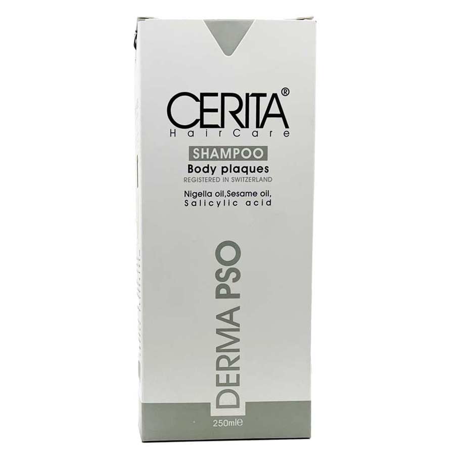 شامپو بدن پسوریازیس حاوی روغن سیاهدانه روغن کنجد و سالیسیلیک اسید 250 میلی لیتر سریتا Cerita Shampoo Body Plaques Derma PSO