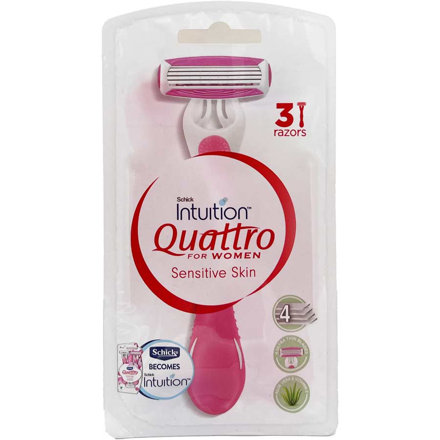 تیغ چند بار مصرف کواترو 4لبه زنانه برند شیک Schick Quattro Women Box 3