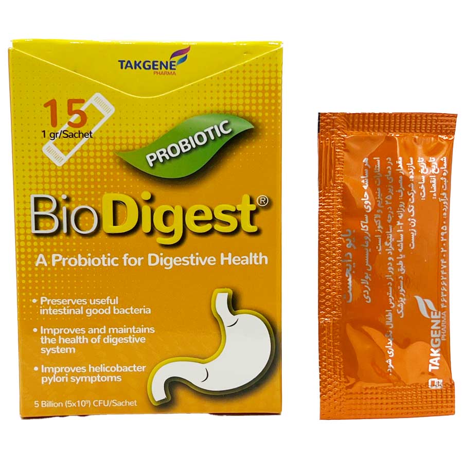 ساشه بایودایجست 15 عددی تک ژن فارما Biodigest Sachets Box 15 Tak Gene Pharma