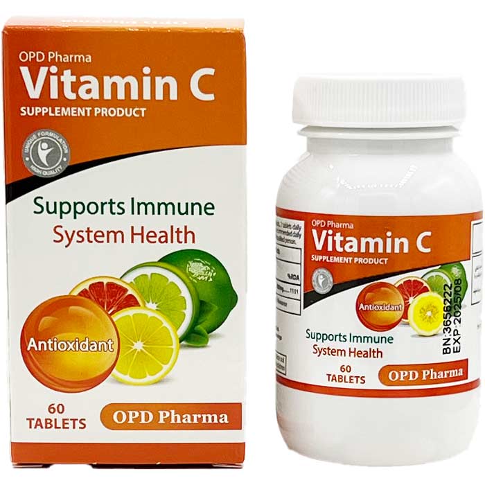 قرص ویتامین ث 1000 میلی گرم 30 عددی او پی دی فارما OPD Pharma Vitamin C 1000mg Tablet Box 60