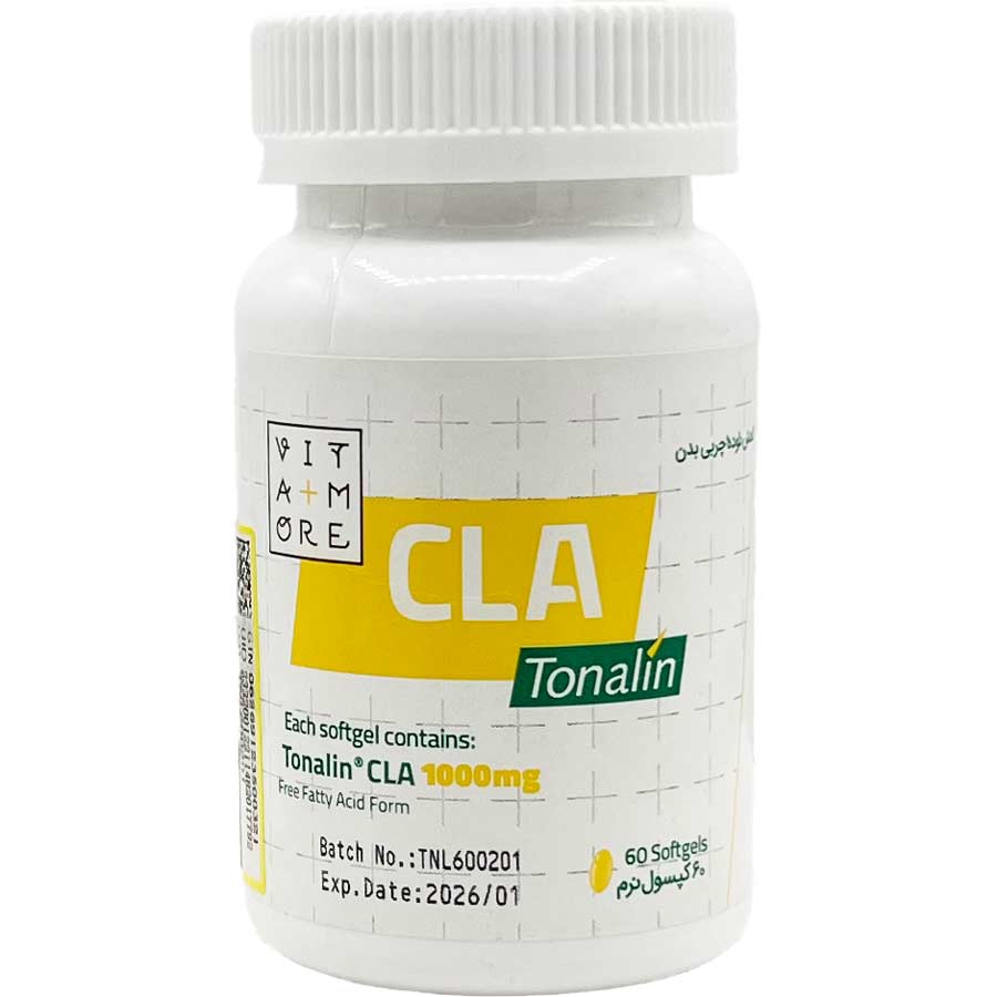 کپسول نرم سافت ژل سی ال ای 1000 میلی گرم تونالین 60 عددی ویتامور Vitamore Cla 1000 Tonalin Softgel Box 60