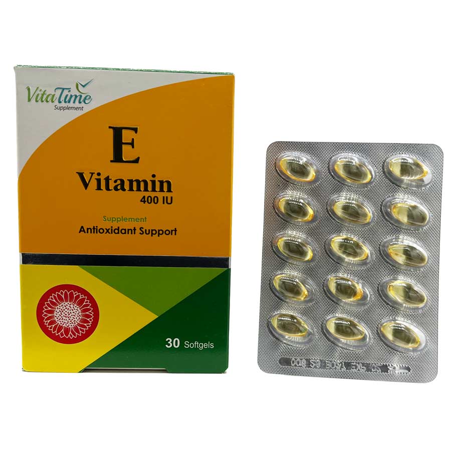 کپسول نرم ویتامین ای 400 واحدی 30 عددی ویتاتایم E Vitamin 400 Softgel Box 30 Vitatime