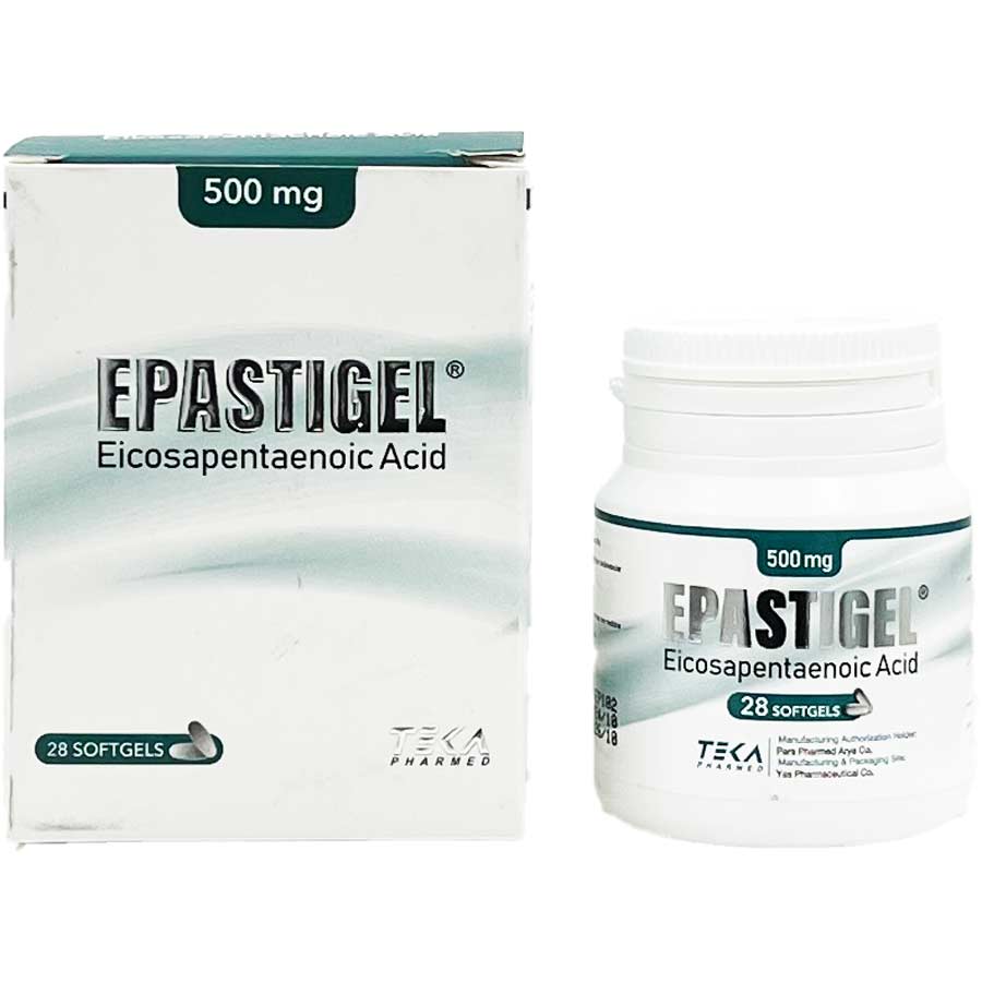 کپسول نرم سافت ژل اپاستیژل 500 میلی گرم 28 عددی تکا فارمد Epastigel 500mg Softgel