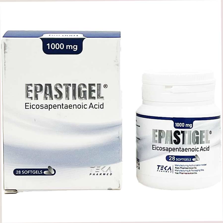 کپسول نرم سافت ژل اپاستیژل 1000 میلی گرم 28 عددی تکا فارمد Epastigel 1000mg Softgel