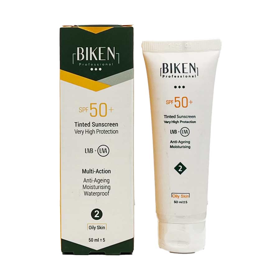 کرم ضد آفتاب 2 نچرال بژ تم هلویی مناسب پوست چرب 50 میلی‌لیتر بیکن Biken Suncream SPF50 2 Oily Skin