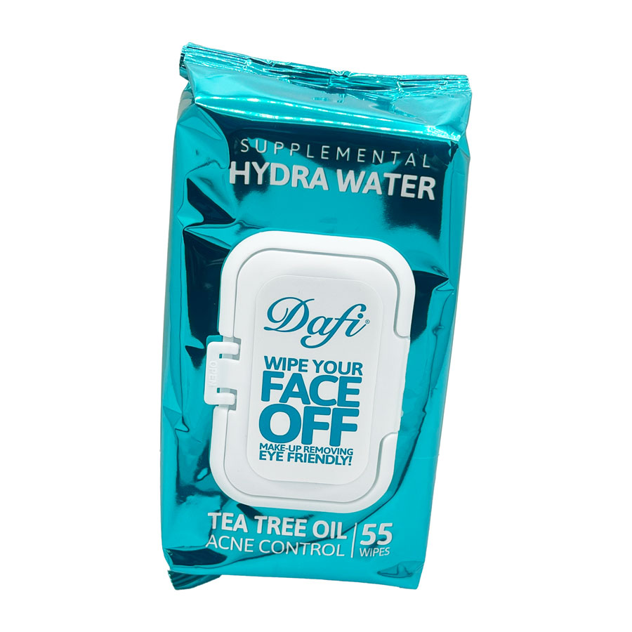دستمال مرطوب پاک کننده آرایش چشم و صورت دافی Dafi Tea Tree Oil Box 55