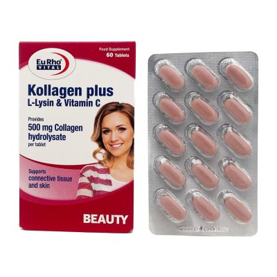 قرص کلاژن پلاس ال لیزین و ویتامین ث یورویتال Eurhovital Kollagen Plus Lysin Vitamin C