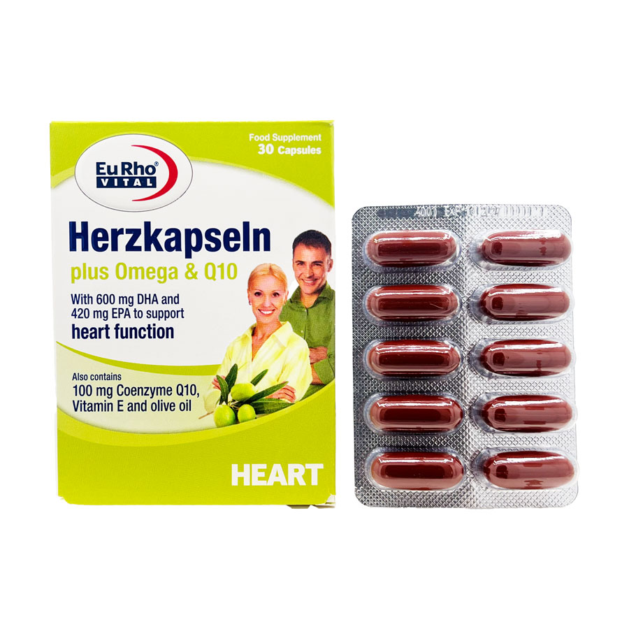 کپسول هرتز پلاس امگا و کیوتن یورویتال Eurhovital Herzkapsenl Plus Omega & Q10