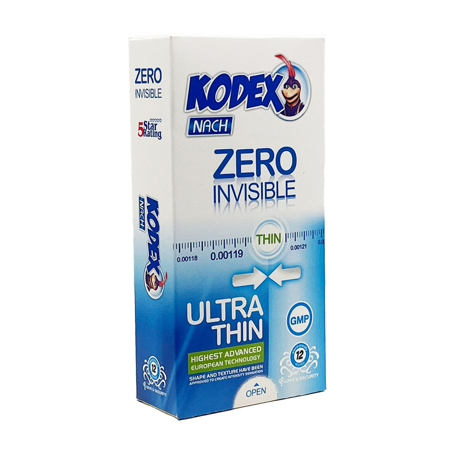 کاندوم زیرو اینویزیبل 12 عددی کدکس Kodex Condom Zero Invisible